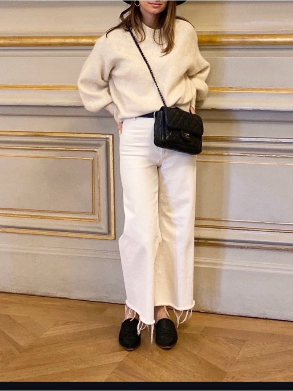 Zara White cropped Wide-Leg, high waist jeans